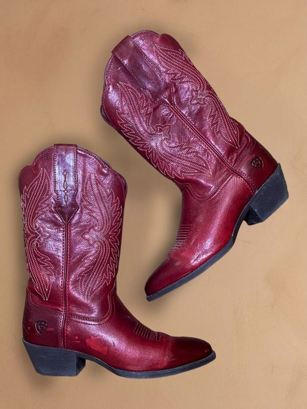 Ariat Red Leather Western Cowboy Boots